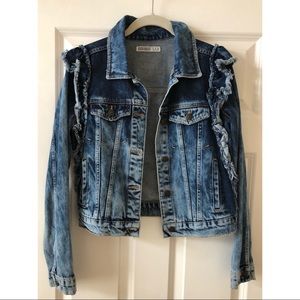 Zara Ruffle Denim Jacket 